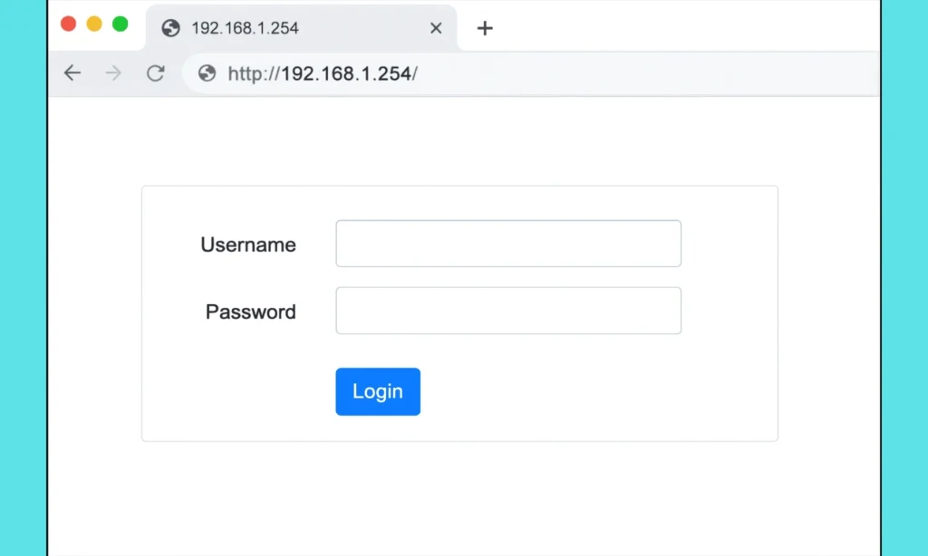 log in to 192.168.1.254