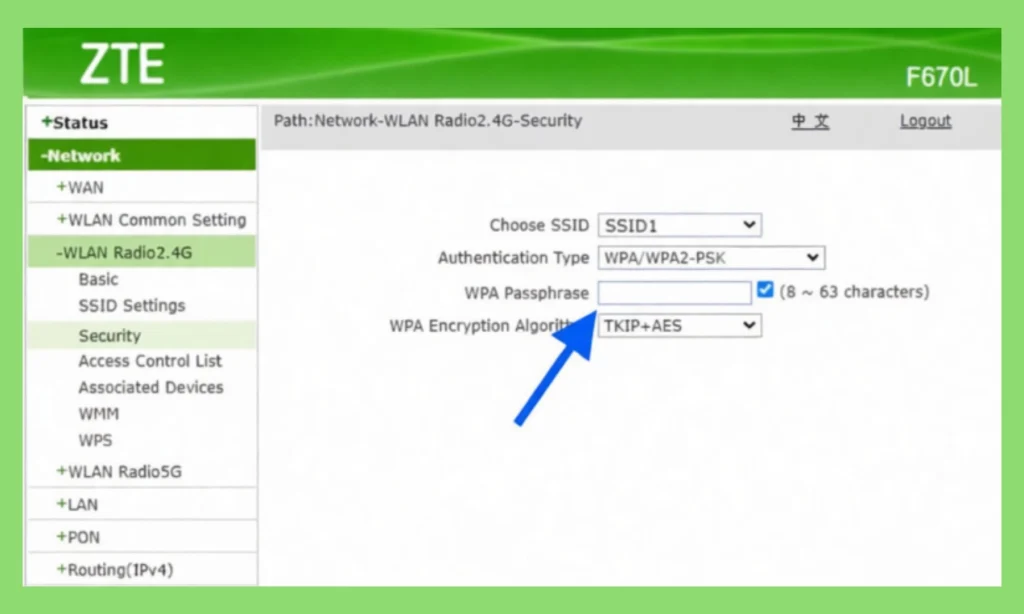 Procedures to change the WiFi password