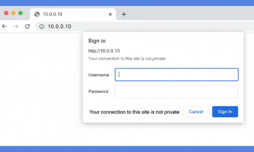 Access 10.0.0.10 Admin Panel